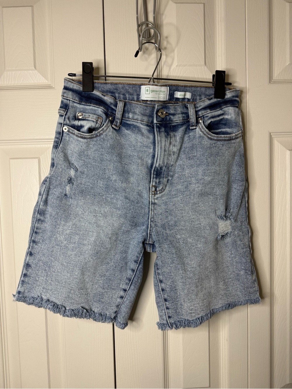 Re Generation Love Washed Blue Denim Bermuda Shorts